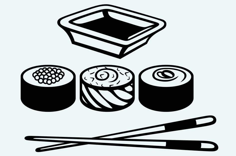 Sushi Clipart Black and White