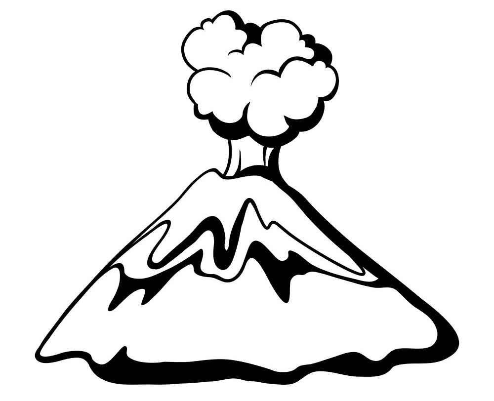 Volcano Black and White clipart free
