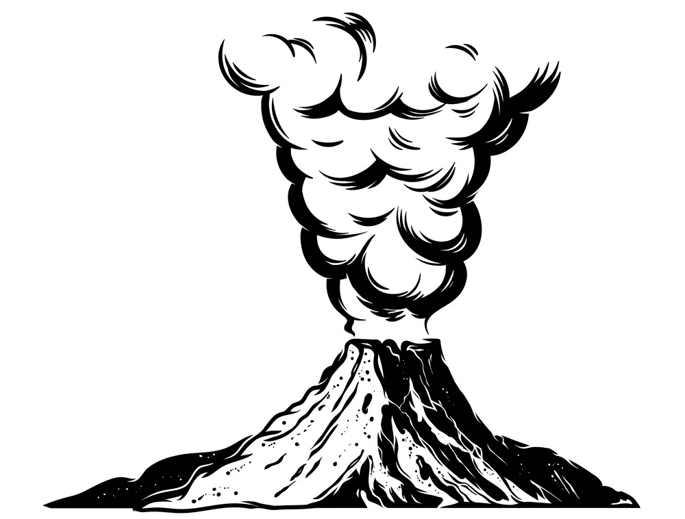 Volcano Black and White clipart image