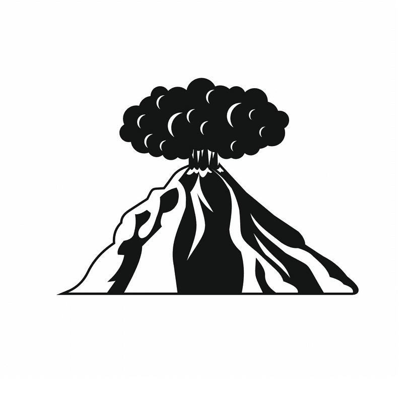 Volcano Black and White clipart images