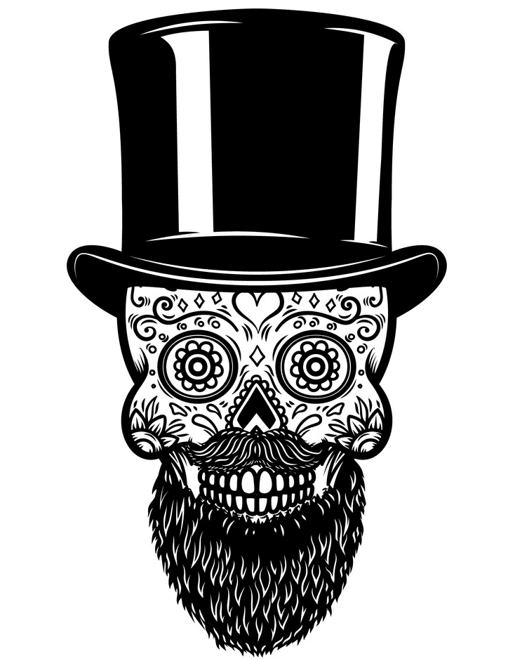 Sugar Skull Clipart Black and White for free