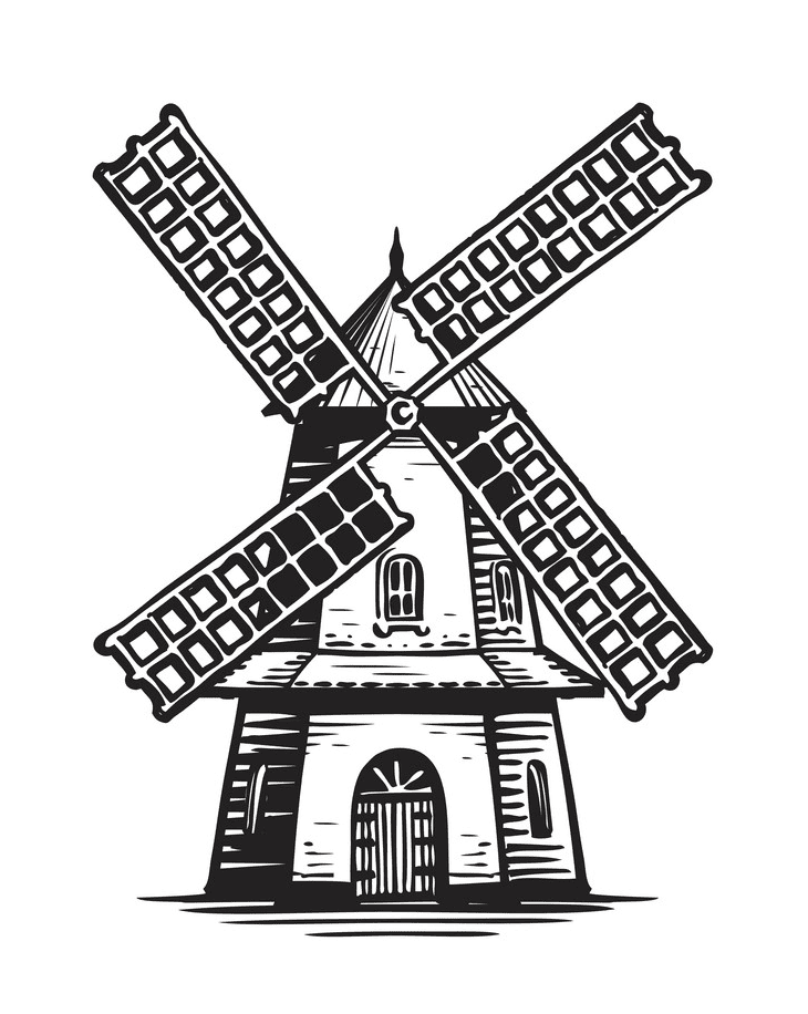 Windmill Clipart Black and White free