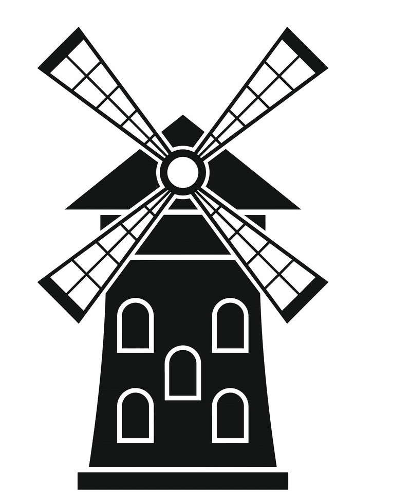 Windmill Clipart Black and White