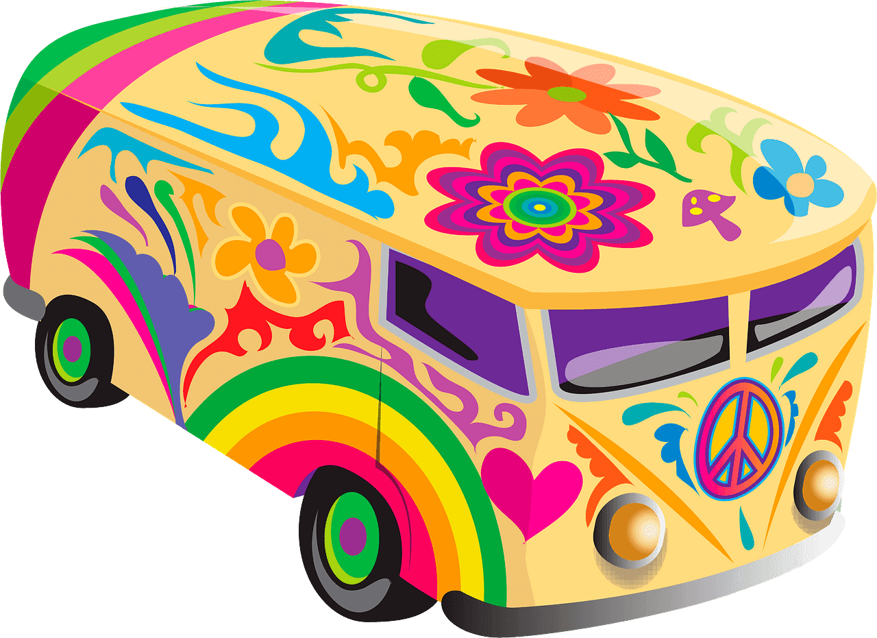 Hippie Van clipart transparent