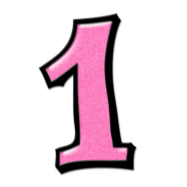 Pink Number 1 clipart for free