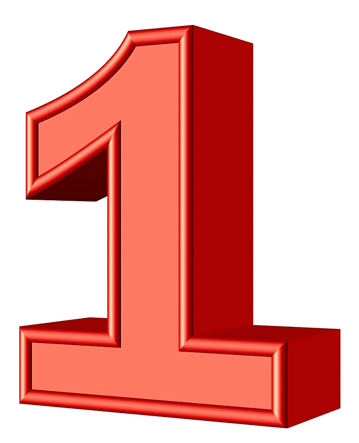 Red Number 1 clipart for kid