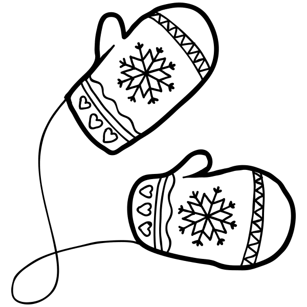 Mittens Clipart Black and White