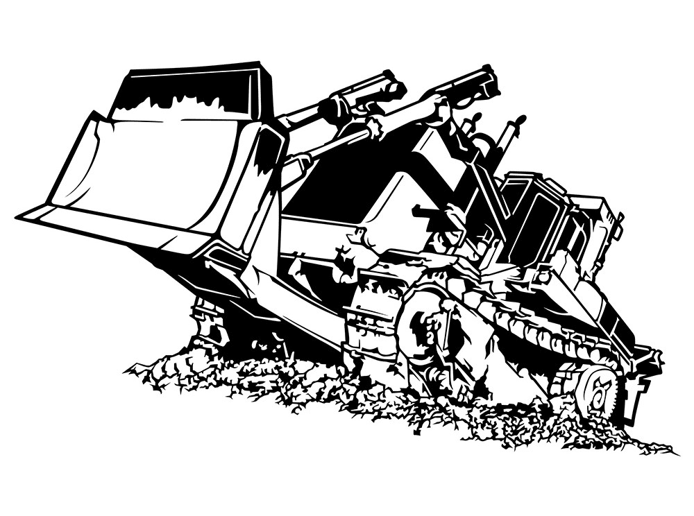 Bulldozer Clipart Black and White