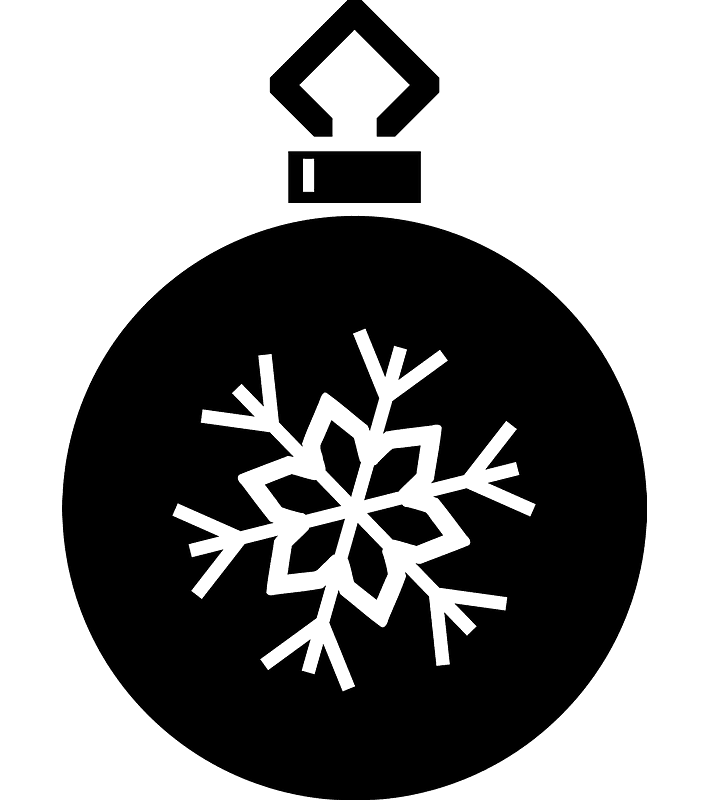 Christmas Ornament Clipart Black and White 12