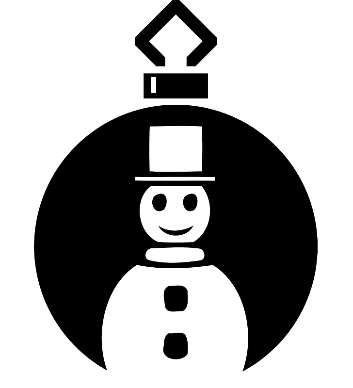 Christmas Ornament Clipart Black and White 3