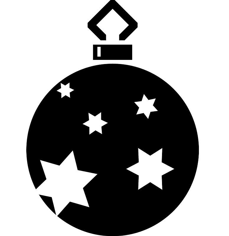 Christmas Ornament Clipart Black and White 8