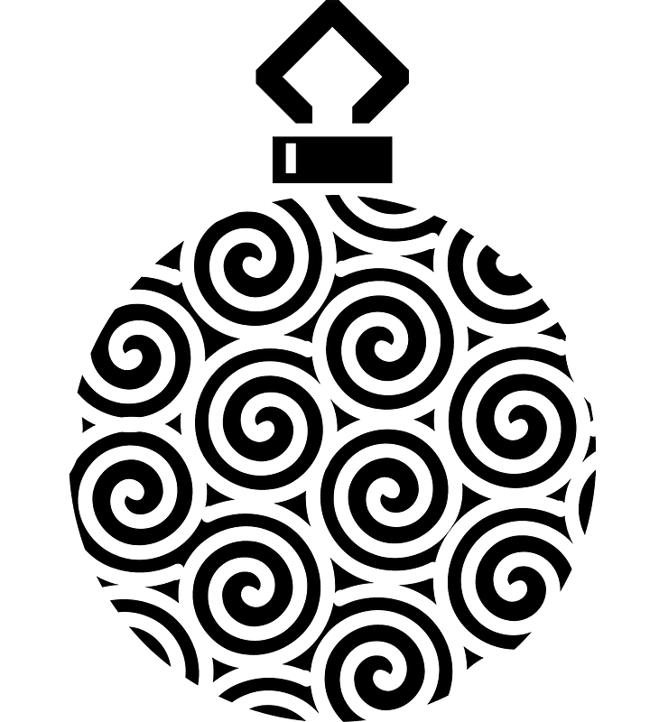 Christmas Ornament Clipart Black and White 9
