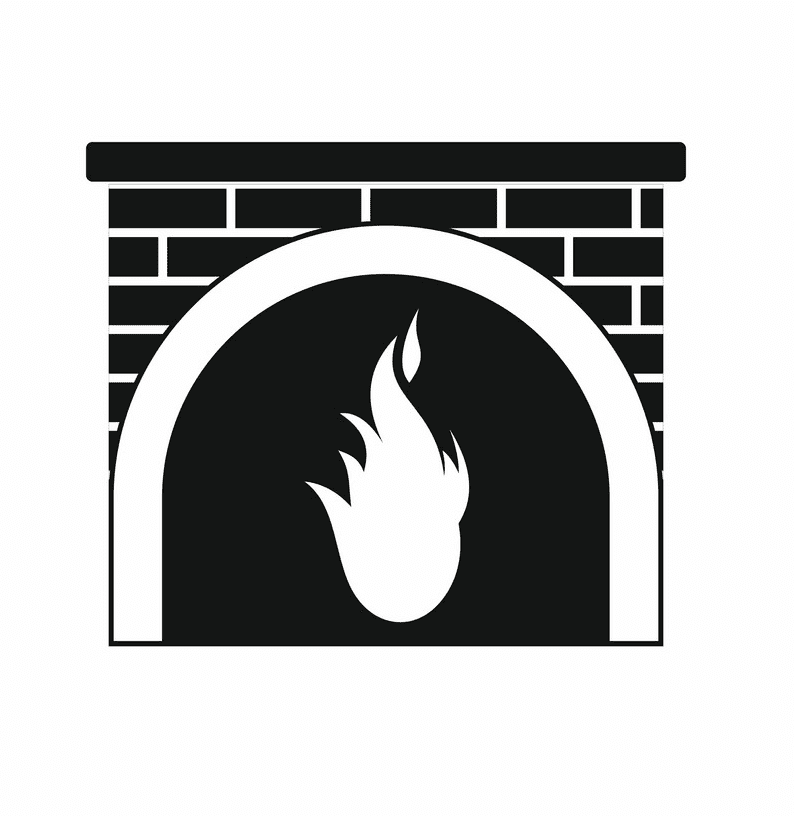 Fireplace Clipart Black and White