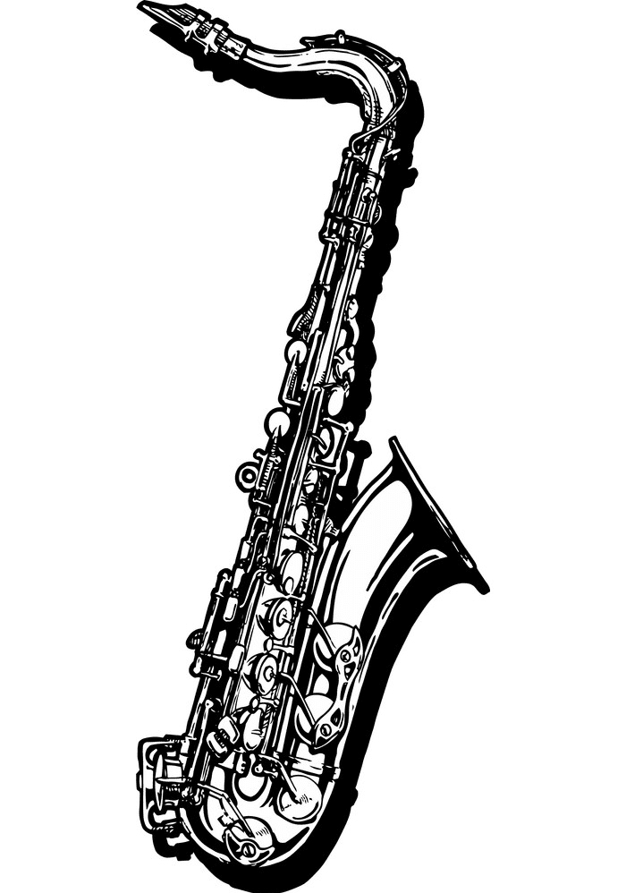 Saxophone Clipart Black and White 2