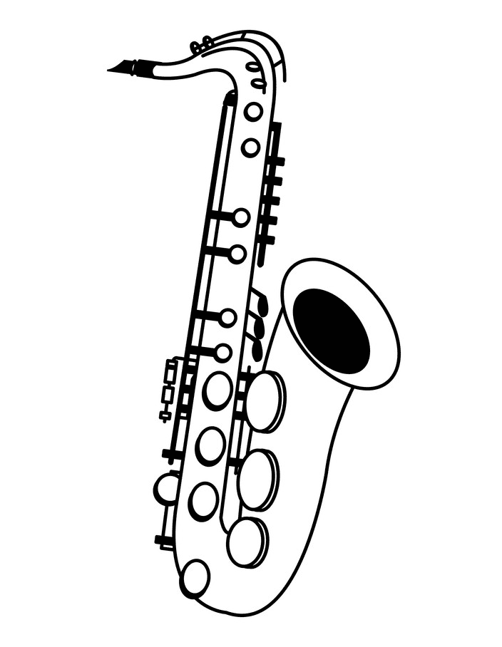 Saxophone Clipart Black and White 5
