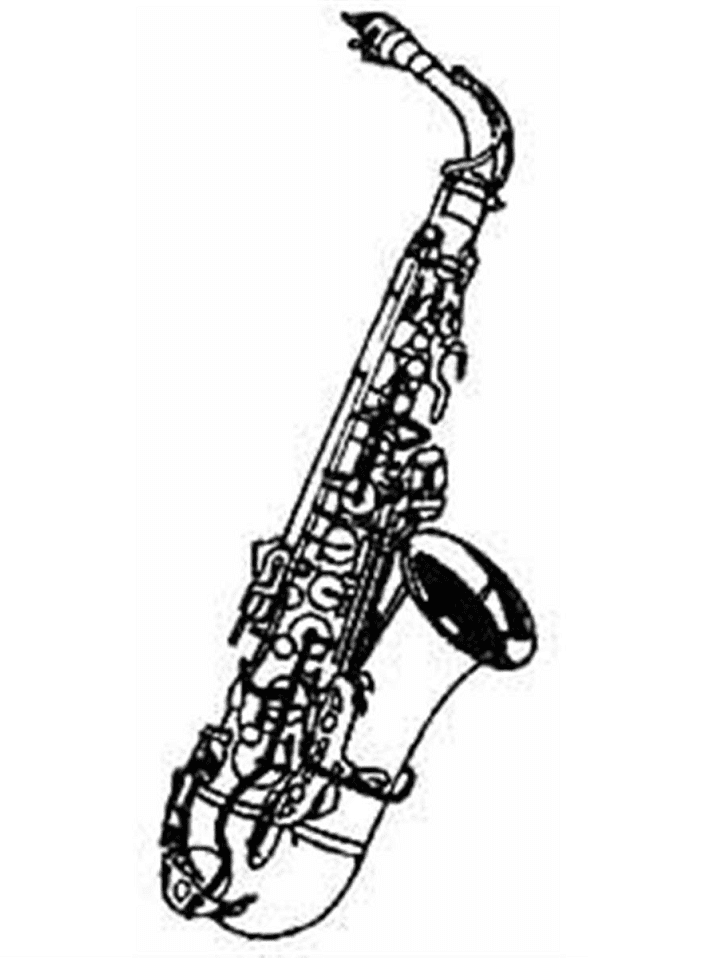 Saxophone Clipart Black and White 7