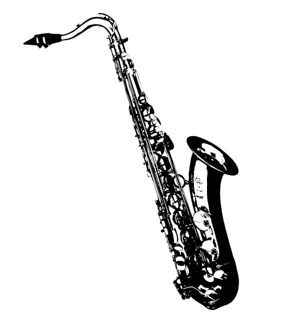 Saxophone Clipart Black and White 8