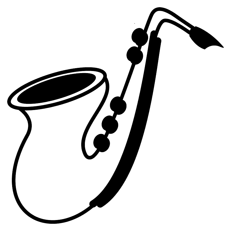 Saxophone Clipart Black and White