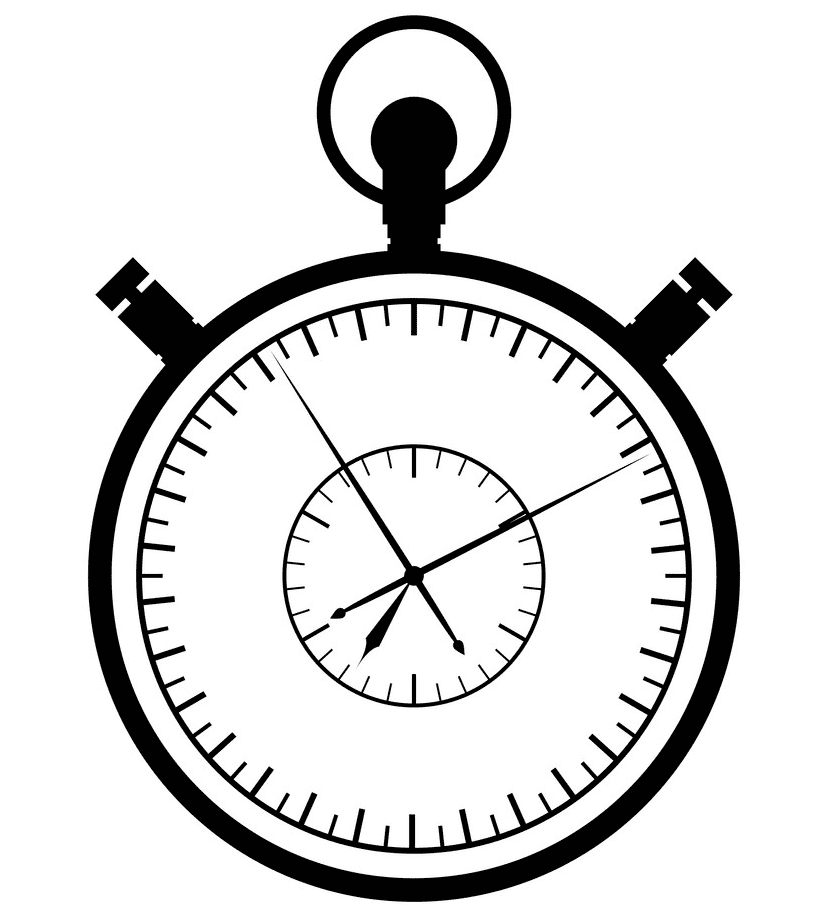 Stopwatch Clipart Black and White 3