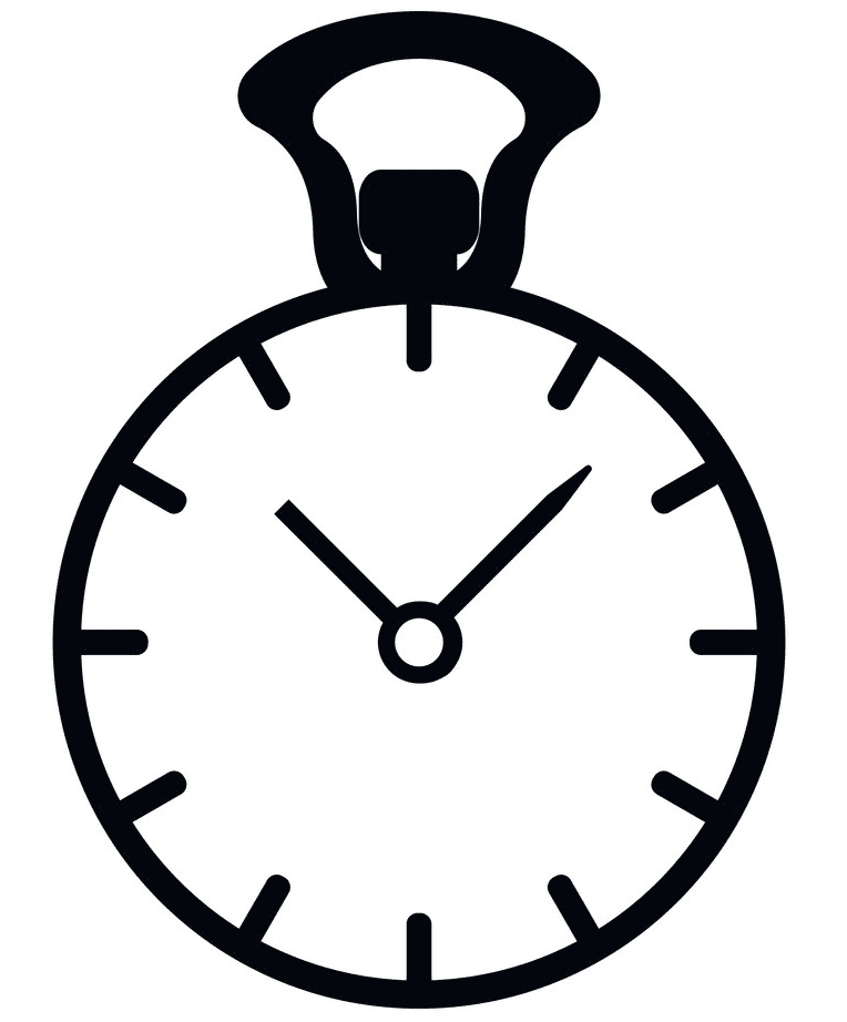 Stopwatch Clipart Black and White 6