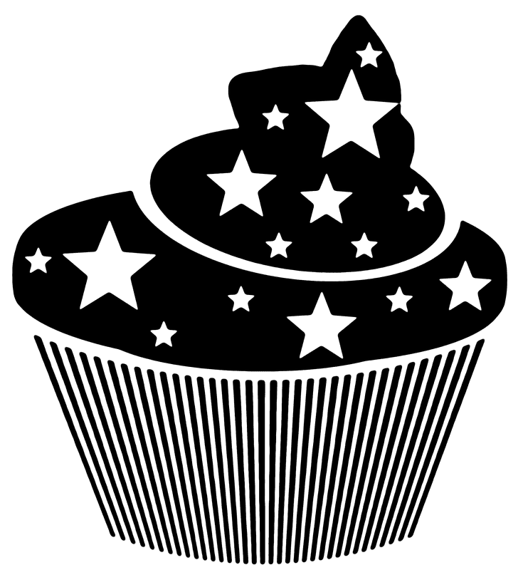 Black and White Muffin Clipart