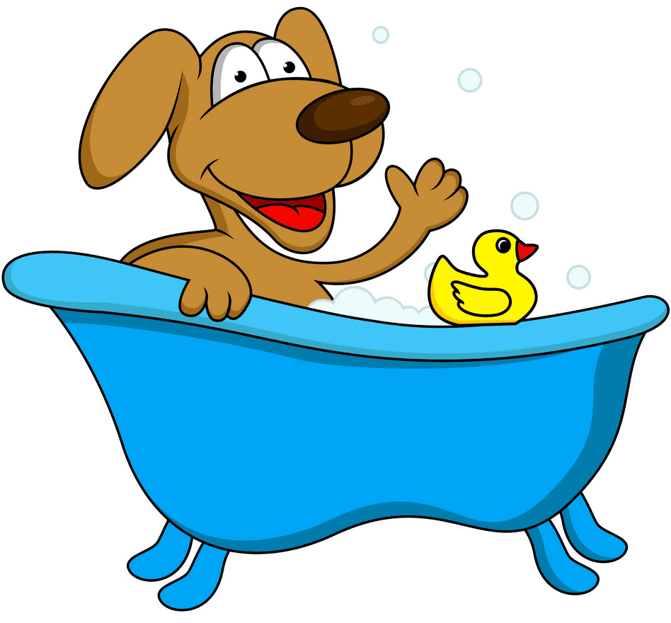 Dog in Bathtub clipart png