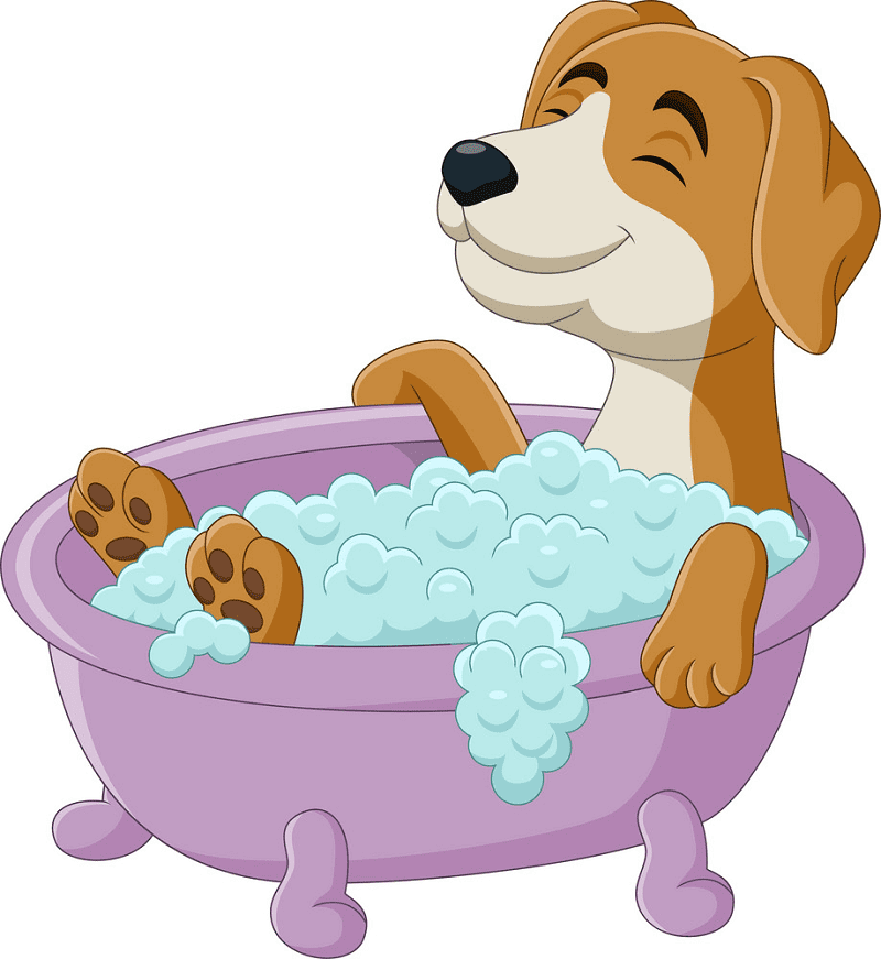 Dog in Bathtub clipart
