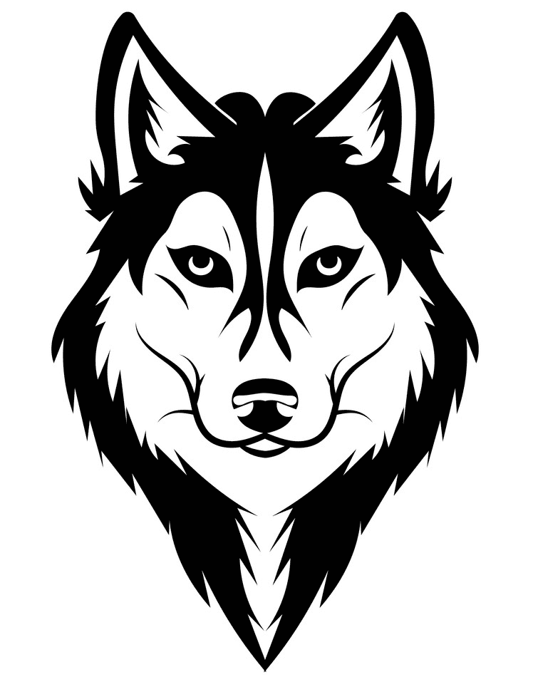 Husky Clipart Black and White 1