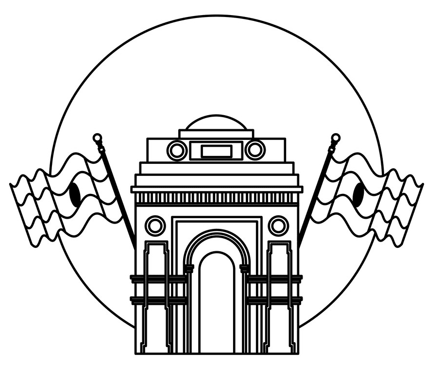 India Gate Png Clipart Black and White 1