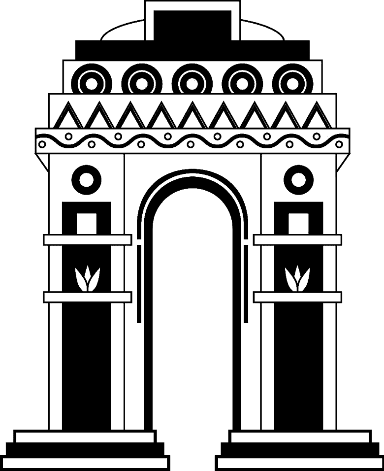 India Gate Png Clipart Black and White 2