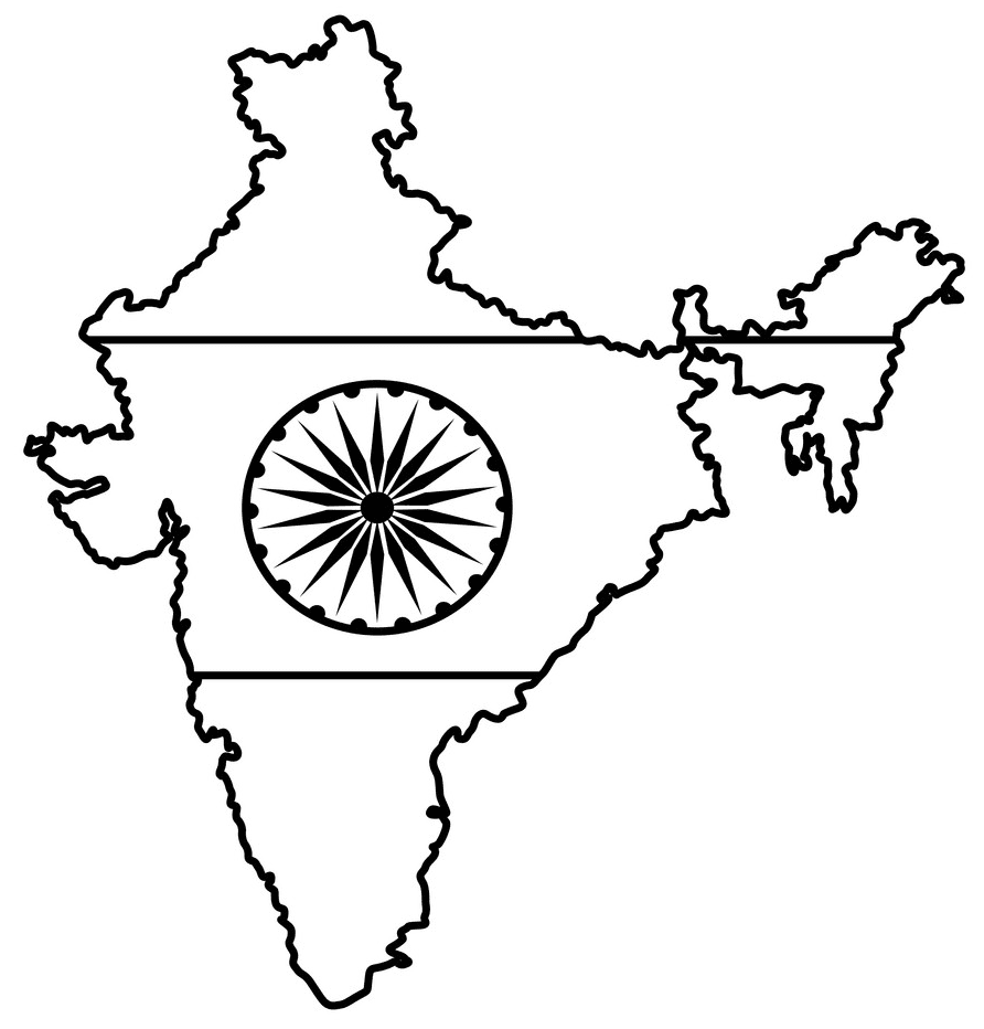 India Map Black and White Image