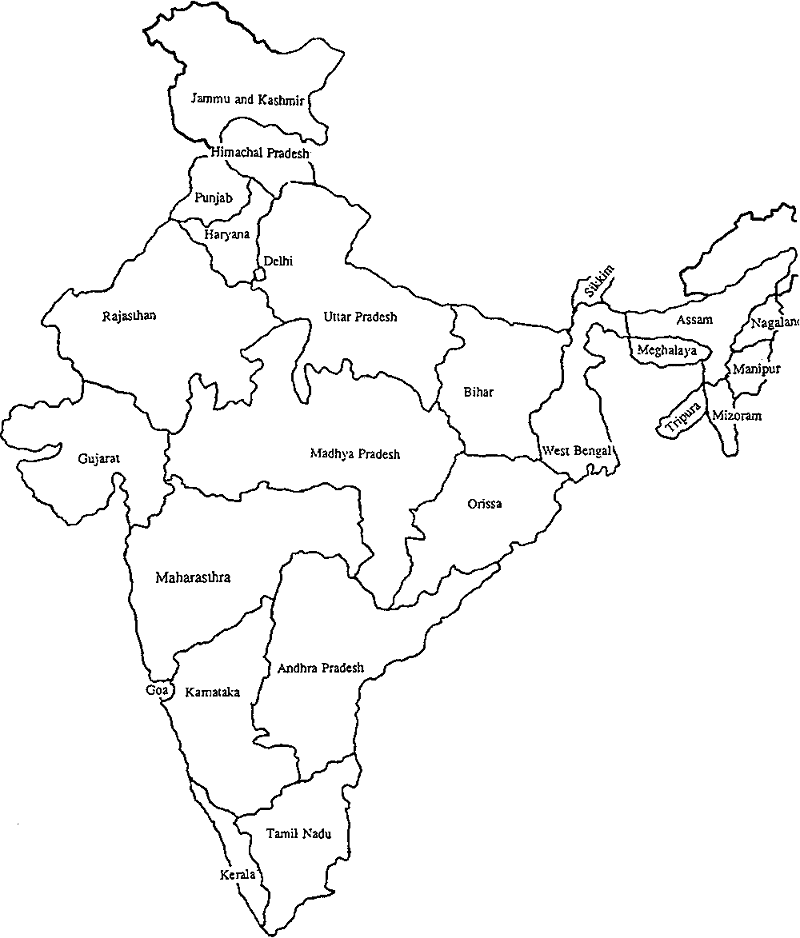 India Map Black and White