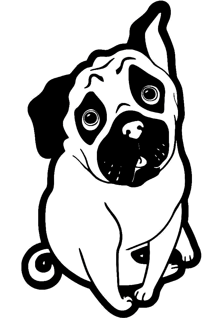 Pug Clipart Black and White 2