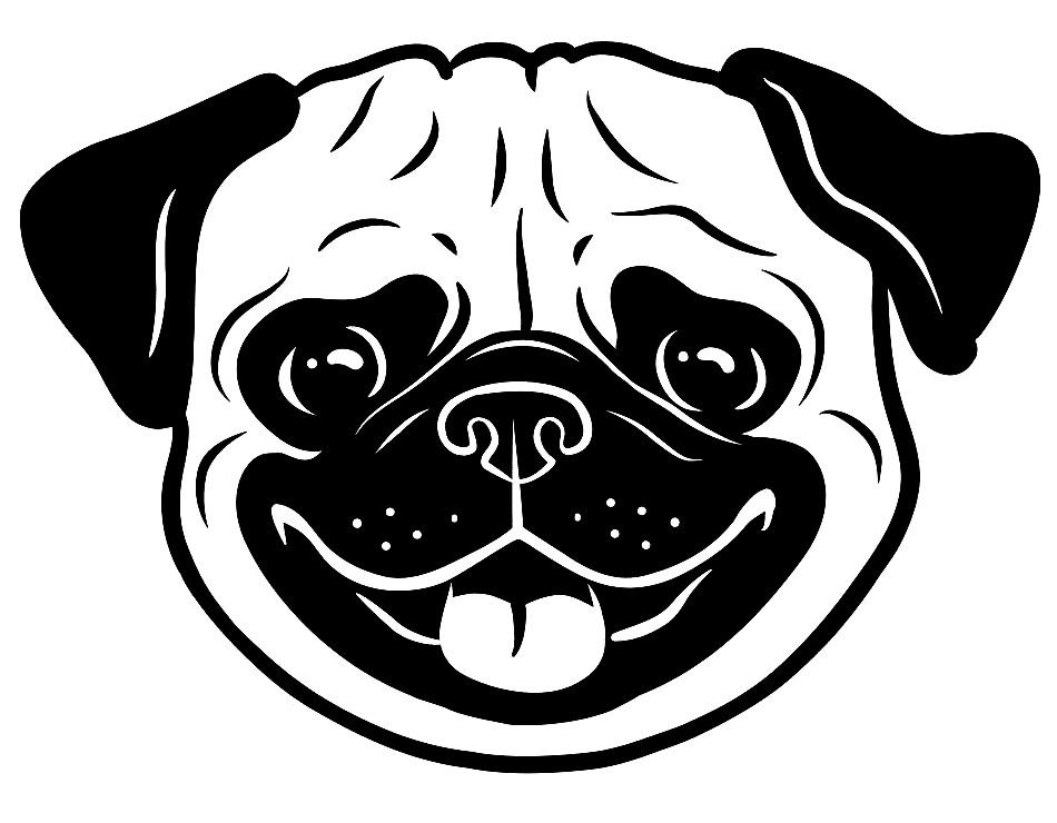 Pug Clipart Black and White Free
