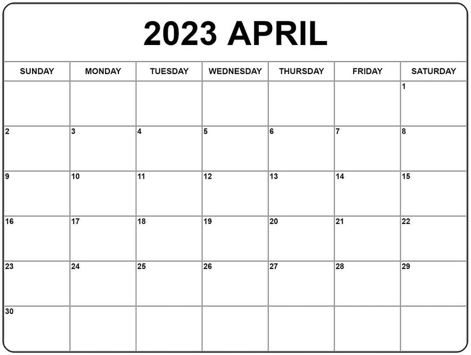 April 2023 Calendar Free Images