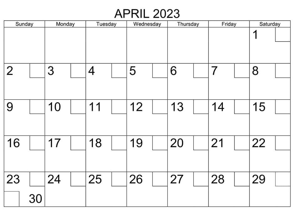 April 2023 Calendar Image