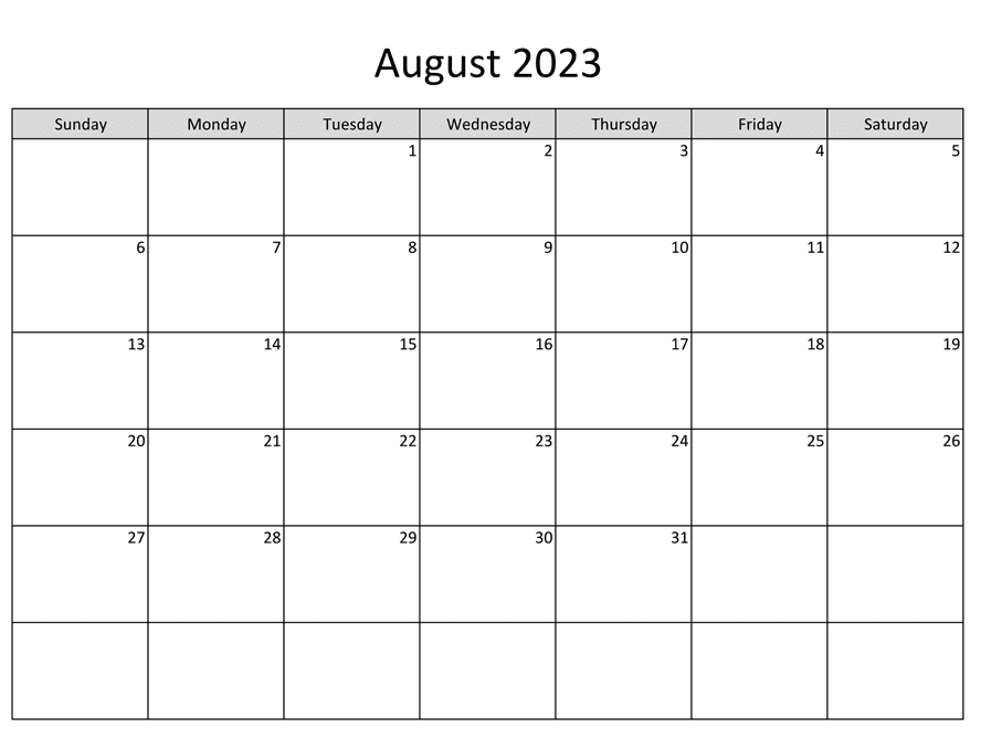 August 2023 Calendar Image