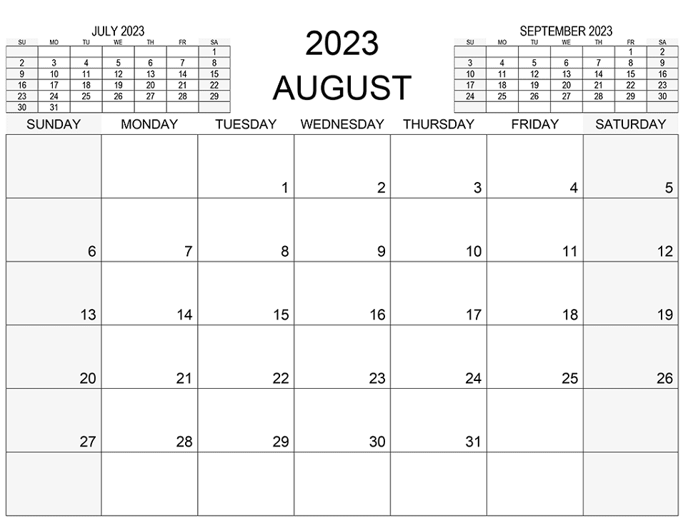 August 2023 Calendar Picture