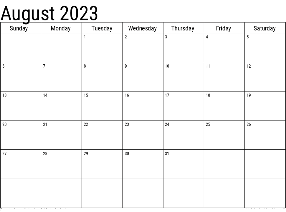 August 2023 Calendar Pictures