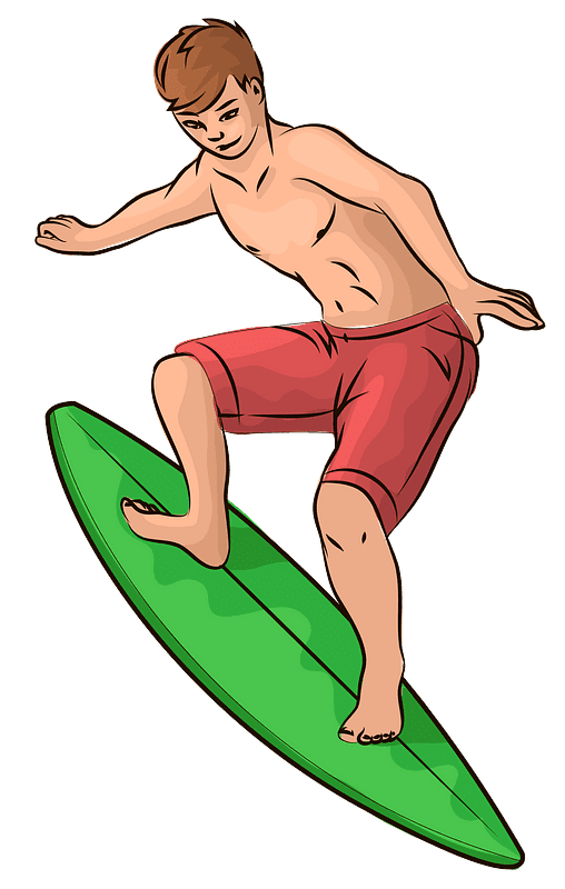 Boy Surfing Clipart Transparent