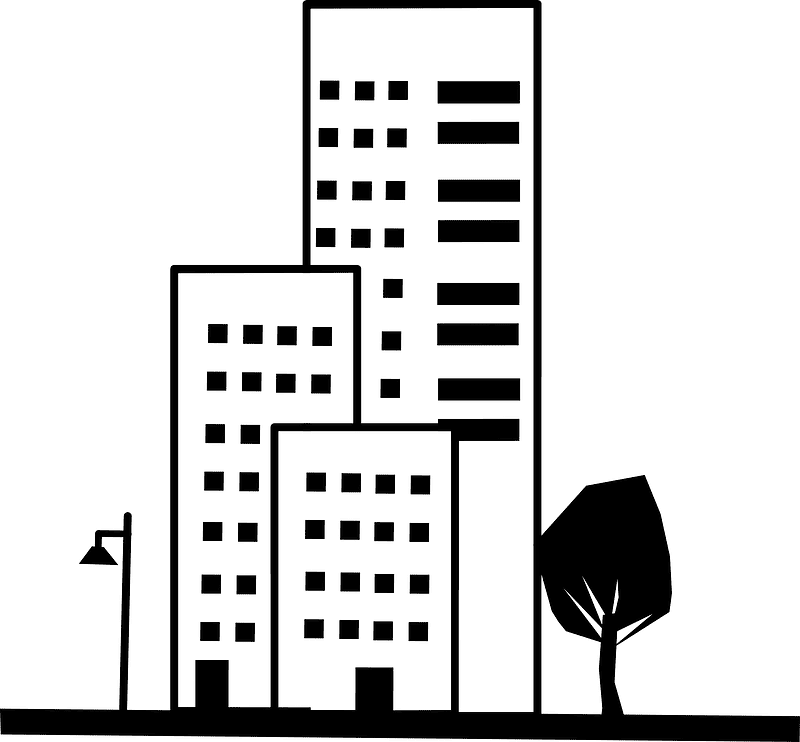 Building Clipart Black and White