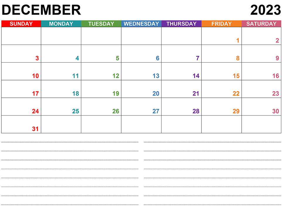 December 2023 Calendar Clipart Images