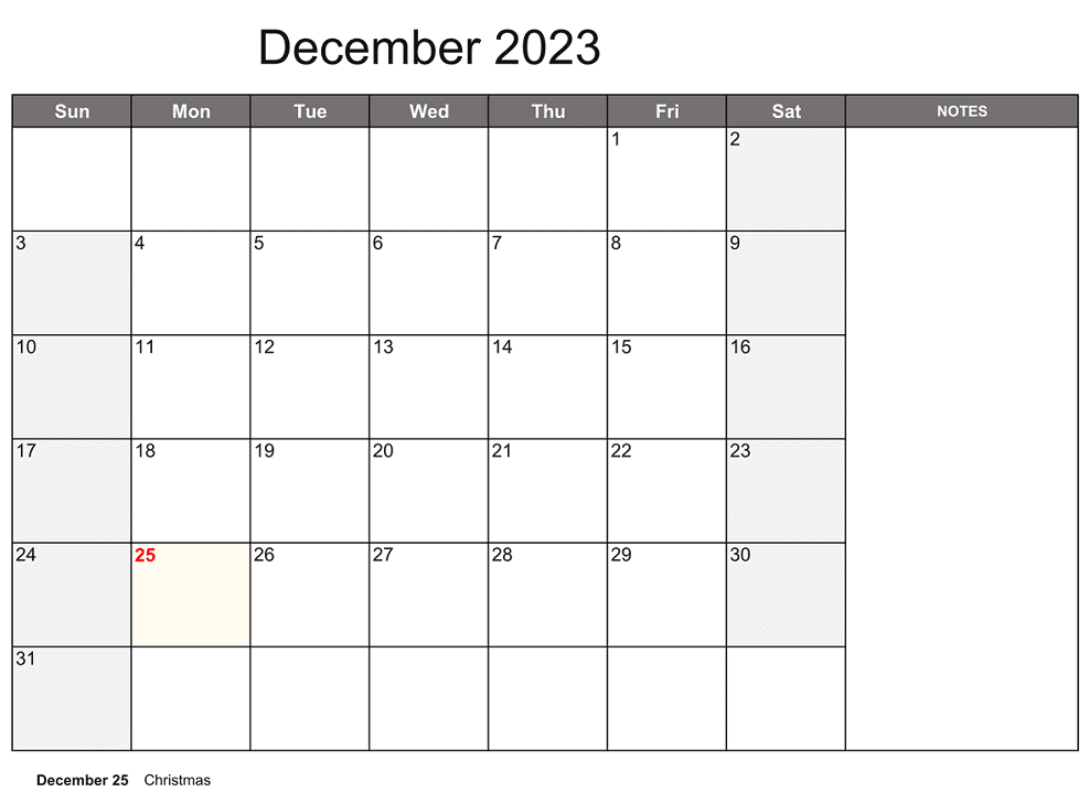 December 2023 Calendar Free Png