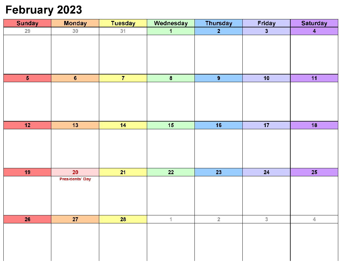 Download February 2023 Calendar For Free