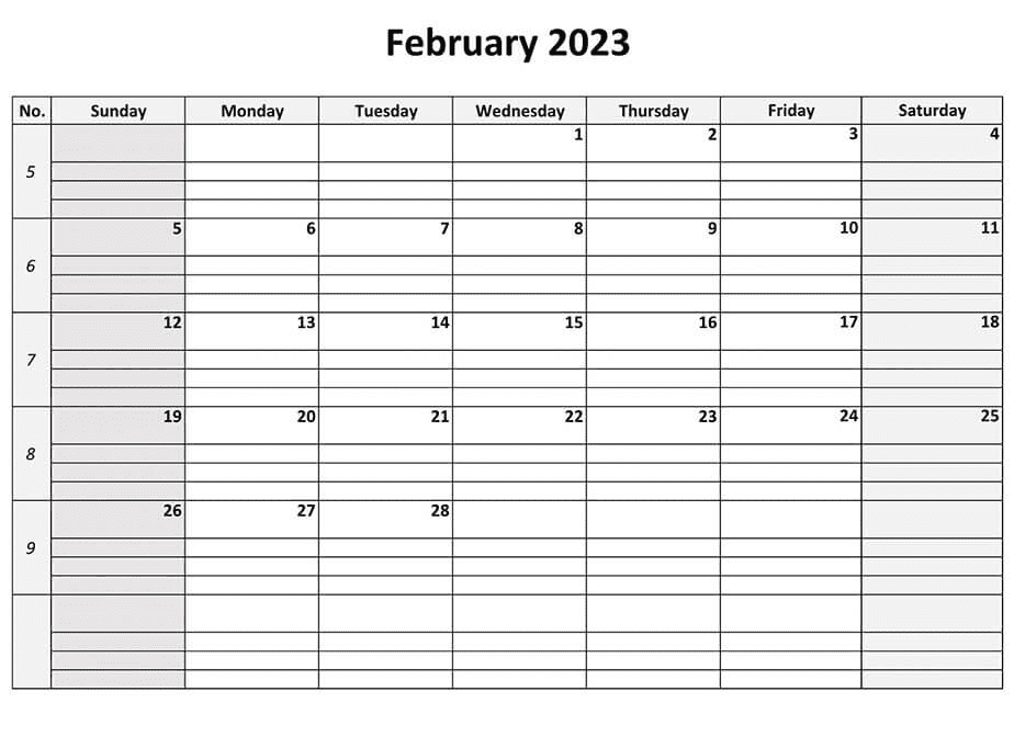 Download February 2023 Calendar Png