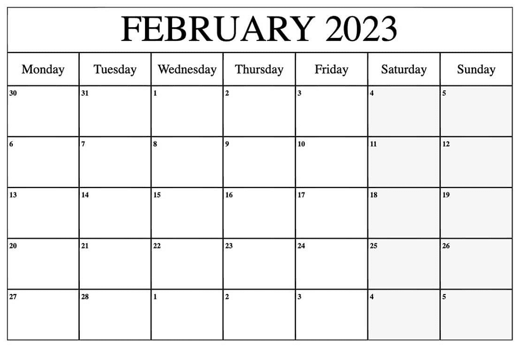 Download February 2023 Calendar