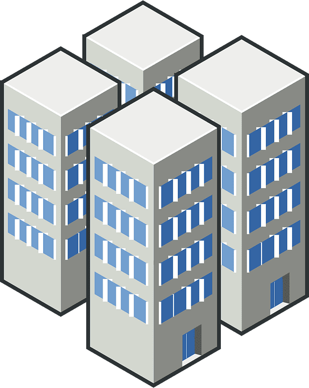 Four Buildings Clipart Transparent