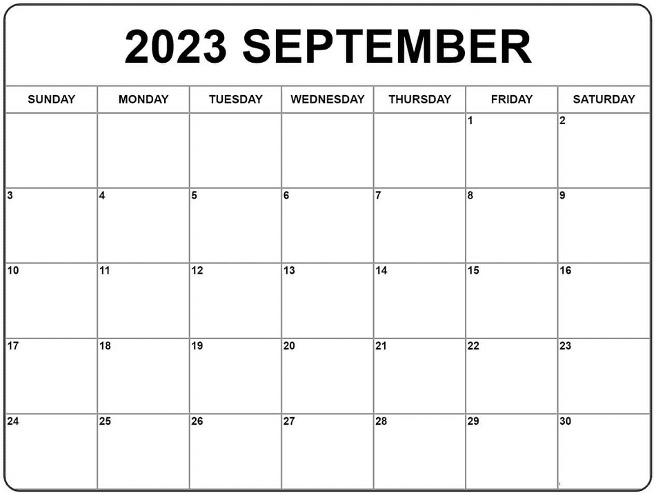 Free Download September 2023 Calendar