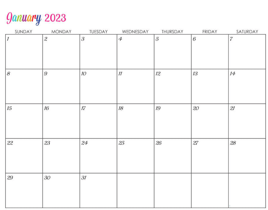 January 2023 Calendar Clipart Download