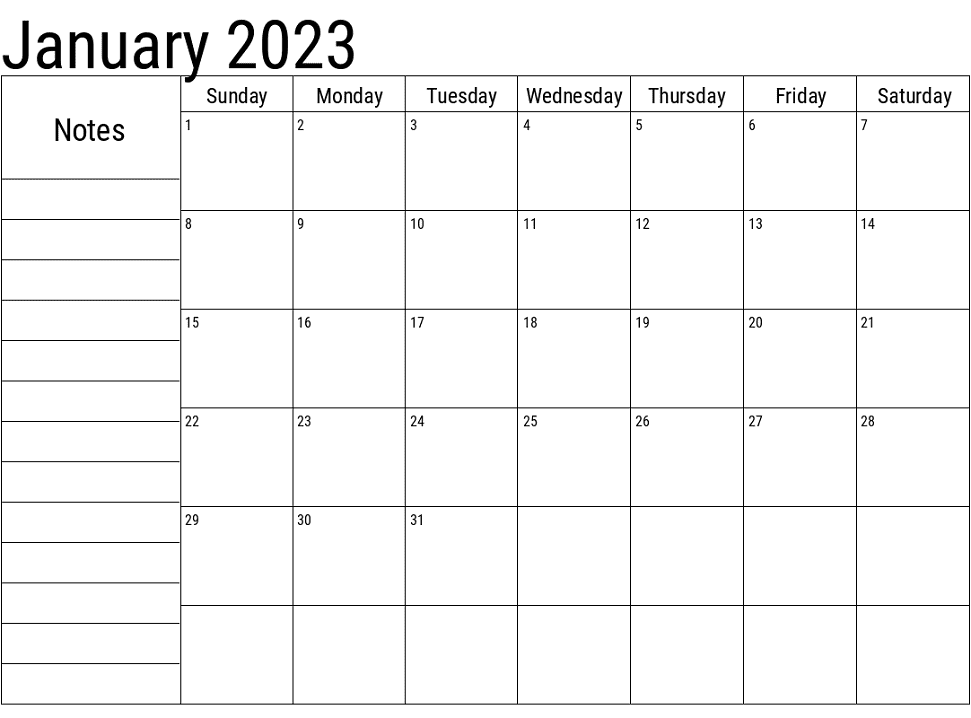 January 2023 Calendar Clipart For Free